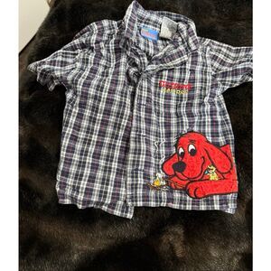Vintage Camping With Clifford The Big Red Dog button down shirt 24 months